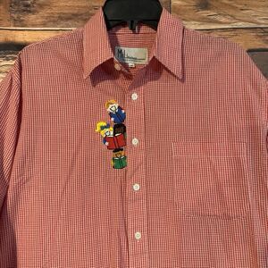 Mili Designs Shirt Medium Red White Checked Button Up Reading Teacher  Books Kid